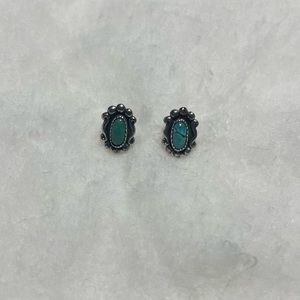 Genuine turquoise stud earrings